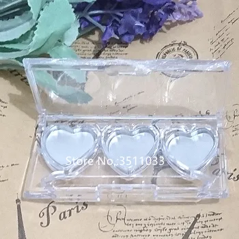 50gab caurspīdīgas Plastmasas Sirds Formas Kosmētikas Sārtums Gadījumā DIY Tukšs Eyeshadow Pulveris Compact Tukšs Lūpu Konteiners Kaste