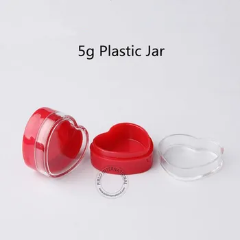 50gab/Daudz Tukšu 5g Plastmasas Sirds Formas Pudele Mini 5ml Skaidrs Klp Krējuma Burciņa Mazie Kosmētikas Konteineru Ceļojumu Pot Uzpildāmas