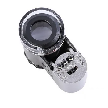 50X Rokas Palielināmais Stikls Mini Kabatas Mikroskopu Lupa Valūtas Detektoru, Juvelieris Lupa Ar LED Gaismas