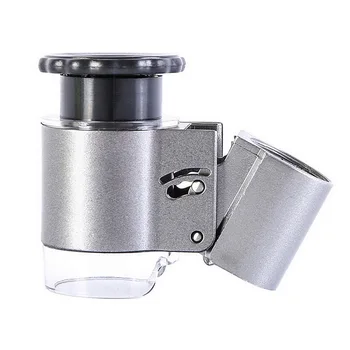 50X Rokas Palielināmais Stikls Mini Kabatas Mikroskopu Lupa Valūtas Detektoru, Juvelieris Lupa Ar LED Gaismas