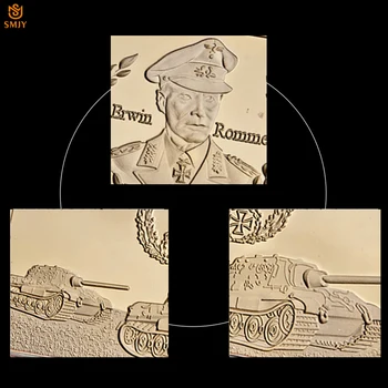 5gab 1891-1944WW II Eiropas Deutsche Desert Fox Vispārējā Owen Rommels Aizsardzības Militāro Zelta Pārklājumu Izaicinājums Zelta Monētas Josla