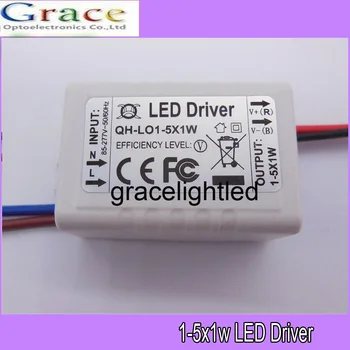 5gab/daudz 1-5x1W LED driver 1x1W 2x1W 3x1W 4x1W 5x1W Ārējās elektroapgādes transformatori griestu gaismas spuldzes