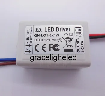 5gab/daudz 1-5x1W LED driver 1x1W 2x1W 3x1W 4x1W 5x1W Ārējās elektroapgādes transformatori griestu gaismas spuldzes