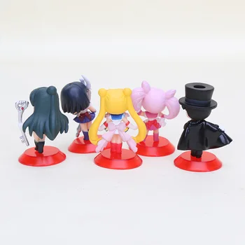 5gab/set Q Redzējumu Sailor Moon Tsukino Usagi Chiba Mamoru Chibiusa PVC Darbības Rādītāji rotaļlieta, 5cm