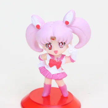 5gab/set Q Redzējumu Sailor Moon Tsukino Usagi Chiba Mamoru Chibiusa PVC Darbības Rādītāji rotaļlieta, 5cm