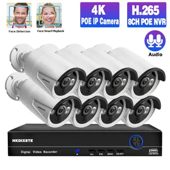 5MP 8ch Vrr CCTV Kameras Sistēma POE Āra Ai Gudru Sejas Noteikšanas Audio Novērošanas Kameras Sistēmas Komplekts 4K VRR Komplekts POE