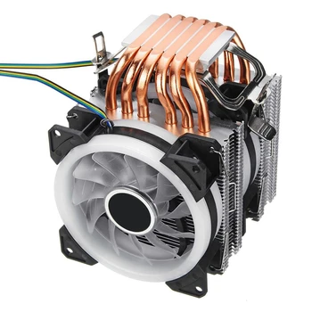 6 Heatpipe Cpu Cooler Fan 3 Līnijas Rgb Led Dzesēšanas Ventilators Kluss Heatsink Radiatoru Par 775/1150/1151/1155/1156/1366 Amd Visus
