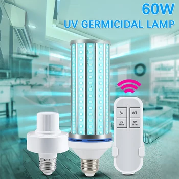 60W UV Germicidal Gaismas Ultravioletā Sterilizācijas E27 Corn Spuldzes Lampas Viedā 110V/220V Tālvadības 195 Lampa Pērles