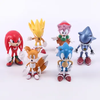 6pcs/daudz Sonic Ezis PVC Rīcības Attēls Kolekciju Modelis Rotaļlietas