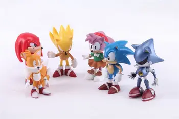 6pcs/daudz Sonic Ezis PVC Rīcības Attēls Kolekciju Modelis Rotaļlietas