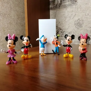 6PCS Disney Skaitļi Mickey Mouse Minnie Mouse Clubhouse Dzimšanas dienas svinības Kūka Apdare PVC Darbības Rādītāji Rotaļlietas Bērniem DS10