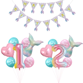 7pcs/daudz Sirēna Puse Baloni Numuru Folijas gaisa Balons Bērniem Dzimšanas dienas ballīti Dekorācijas, Bērnu Dušas Dekoru Hēlija Globos piederumi 20852