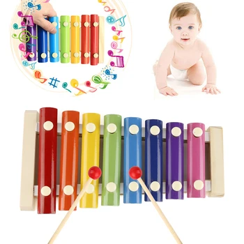 8 Piezīmes Xylophone Koka Rāmis, Sitamie Ritma Mūzikas Instruments, Rotaļlietas Bērniem, Bērnu Rotaļlietas, Bērnu Izglītības Rotaļlietas, Dāvanas