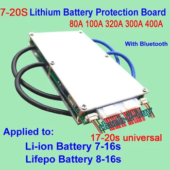 80A 100A 320A 300A 400A 7S-16S 8S-20S litija Li-ion LiFePO4 Baterijas PCB BMS Aizsardzības pārvalde Bluetooth 10S 12S 13S 14.S 18S 19S