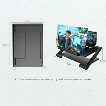 8Inch 3D Locīšanas Mobilo Telefonu Lupa HD Ekrāns Pastiprinātājs Liftable Atbalstu pa Tālruni Turētājā, Turētājs Mobilo Telefonu Piederumi Mount