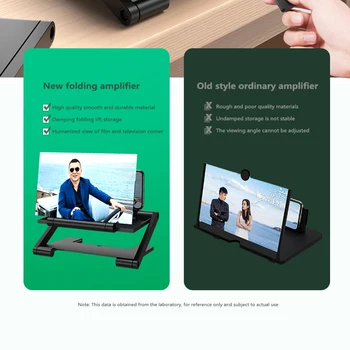 8Inch 3D Locīšanas Mobilo Telefonu Lupa HD Ekrāns Pastiprinātājs Liftable Atbalstu pa Tālruni Turētājā, Turētājs Mobilo Telefonu Piederumi Mount