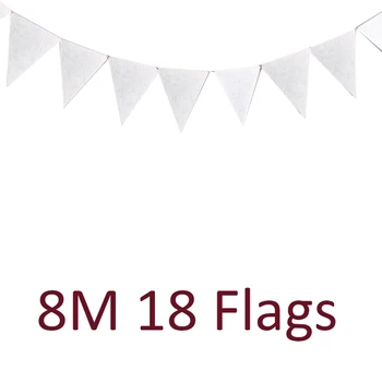 8M 18Flags Baltās krāsas Vimpelis, kas Nav Drānas Auduma Stērste Karogi, Kāzu svinības, Decoration, Banner Mājas Līgavas Dušas Stērste Vainags