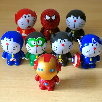 8pcs/daudz 5cm Q Vesion Doraemon Darbības Rādītāji Rotaļlietas Cosplay Avengers Captain America Dzelzs Vīrs ABS Skaitļi Rotaļlietas