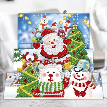 8Pcs Ziemassvētki Dimanta Krāsošana Apsveikuma Kartīti Ziemassvētkos Komplekts Īpašas formas Daļa Urbt Santa Klauss, Ziemassvētku Pastkartes 10086