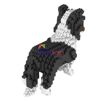 950pcs+ 6618-4 Robežu Kollijs Mikro Bloķēt Suns Modeļa Veidošanas Bloku Gudrs Alaska Modelis Pet Karikatūra Ķieģeļi Bērniem Rotaļlietas