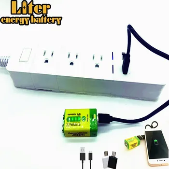 9V 6F22 USB 1200mAh Li-ion baterijas dūmu signalizācijas bezvadu mikrofonu, Ģitāru EQ Domofons Multimetrs Bankas jauda