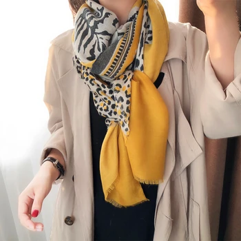 Accesorios mujer foulard femme dzeltena leopard šalle sievietēm rudens modes ilgi leopard raksts šalle Sjaal Musulmaņu Hijab Snood 9865
