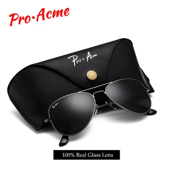 Acme Pro Brand Classic Izmēģinājuma Saulesbrilles Vīriešiem, Sievietēm Metāla Rāmis Īsta Stikla Lēcu 55mm PA0325
