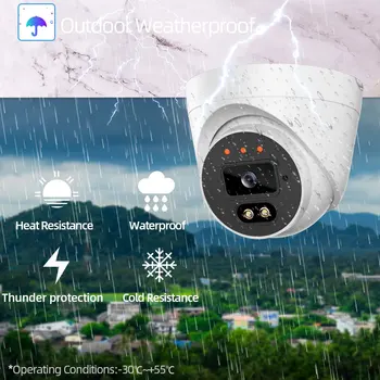 AHCVBIVN 5MP HD Ūdensizturīgs Kameras Pilnu Krāsu Nakts Redzamības Āra Audio IP Kameras AI Cilvēka Noteikšanas Mājas Drošības Kameras