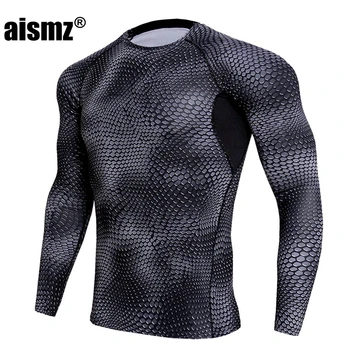 Aismz 3D Iespiests T-krekli Vīriešu Kompresijas Krekls Thermal Long Sleeve T Krekls Mens Fitnesa Kultūrisms Ādas Saspringts Ātri Sausas Topi 872