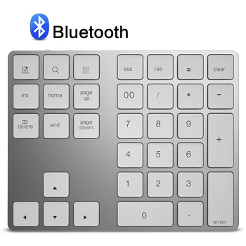 Alumīnija sakausējuma 34 atslēgas, Bluetooth Bezvadu tastatūru, Portatīvajiem un Ultra-plānām Bezvadu Ciparu tastatūru, lai Windows, Android, PC un Mac OS