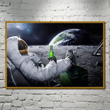 Alus Kosmosā Zemes Astronauti Relaksējošu Mēness Kanvas Glezna Plakāti un Izdrukas Sienas Art Attēlus viesistaba, Mājas Dekoru