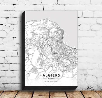 Alžīrija Alžīra Kartes Plakāts