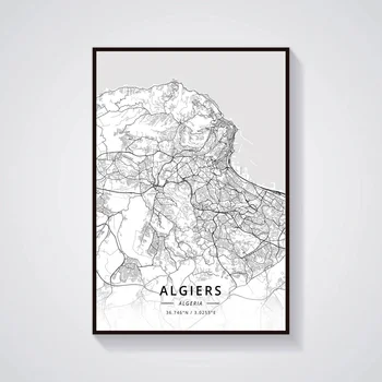 Alžīrija Alžīra Kartes Plakāts