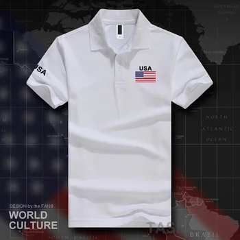 Amerikas savienotās Valstis ASV ASV polo kreklus vīriešiem ar īsām piedurknēm baltā zīmolu uzdrukāts uz valsts 2017 kokvilnas tauta komandas karogu jaunas