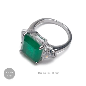 Amorita boutique Zaļš kvadrātveida dizains, modes spīdošs gredzens
