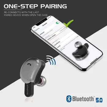 AMORNO Bezvadu Earbuds TWS Bluetooth 5.0 Ausī Dziļi Bass Austiņas IPX7 Trokšņa Slāpēšanas Austiņas Dual Mic un Austiņas, Klausule 30009