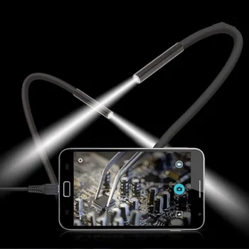 Android Endoskopu 5.5 mm Objektīvs USB Endoskopu Kamera Elastīgu Vadu Pārbaude Kamera Ar Led Gaismas Borescope Par Phone Windows PC