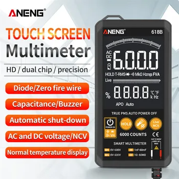 ANENG 618B Ciparu Multimetrs Touch DC/AC Profesionālās Analogo Testeri Patiesa RMS Multimetro Tranzistors Kondensators TSV Testētājiem Mērītājs