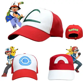 Anime Kabatas Briesmonis Ash Ketchum Cosplay Kostīmi Cepures Pokemon Klp Regulējams Izliektas Hat Visor Beisbola Cepure
