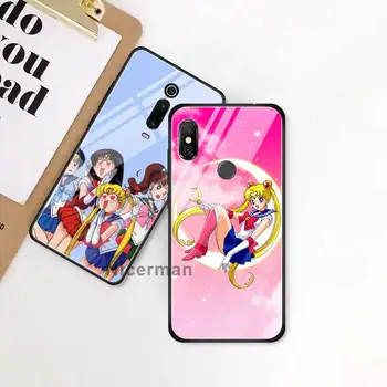 Anime Sailor Moon Gadījumos Xiaomi Redmi Piezīme 9S 8 8T 7 9 9A 9C 8A K20 K30 5G Pro Rūdīts Stikls Coque Tālruņa Vāciņu 2816