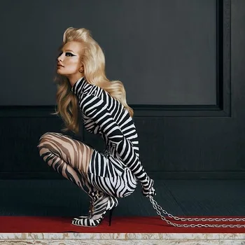 ANJAMANOR Zebra Drukāt Pārsējs Mini Kleitas Sievietēm Clubwear Modes Sexy garām Piedurknēm Bodycon Mini Kleita ar Cimdiem, D70-BG21