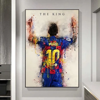 Anotācija Futbola Zvaigzne Karalis Messi, Akvarelis, Plakātu Izdrukas Audekls Krāsošana Sienas Art Pictures Mājas Apdare Cuadros