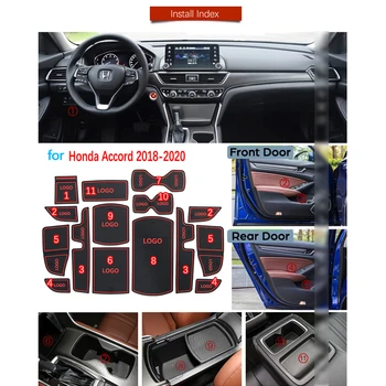 Anti-Slip Gumiju Vārtiem Slots Kausa Paklājs Honda Accord 10 X 2018 2019 2020 MK10 10. Gen Durvju Groove Mat Piederumi Uzlīmes