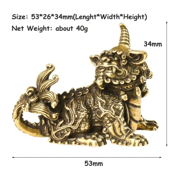 Antīkas Bronzas Ķīnas Zvērs Chi Lin Darbvirsmas Ornamenti, Senās Vara Dzīvnieku Laimīgs, Kirin Miniatūras Figūriņas Tējas Mājdzīvniekiem, Mājas Dekoru