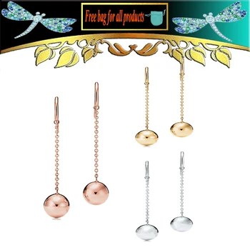 Apaļas pērles Auskaru S925 sudraba piederumi clavicle Sieviete Rotaslietas, Zelta, sudraba krāsa Rose gold Valentīna dāvanu