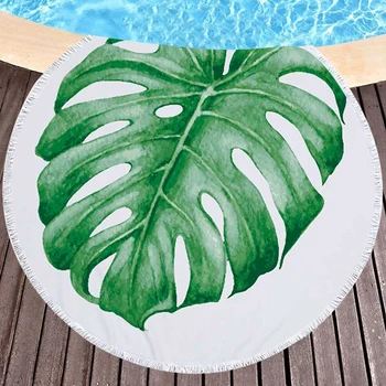 Apaļā Pludmales Dvieli 150CM Arbūzs Cactus Green Leaf Iespiesti Microfiber Duša, Dvieļi Apli Bohemi Dvieļu Toalla playa de