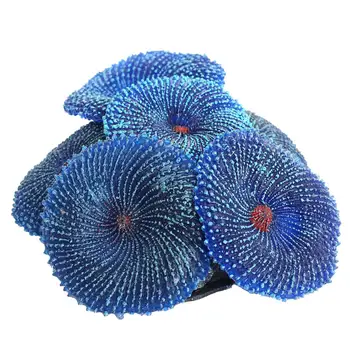 Apdare Akvāriju Mākslīgo Sveķu Koraļļu Jūras Augu Ornaments Silikona Nontoxic Zila
