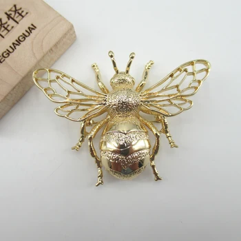 APDGG 45x60mm Dzeltenā Zelta pārklājumu Vara Bišu Kukaiņu Bumble Bee Broša 11639