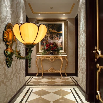Artpad Eiropas Retro Augšu, uz Leju, Vitrāžas Tauriņš Sienas Gaismas Guļamistabas Gultas Koridora Spoguļa Priekšā E27 LED turku Lampas