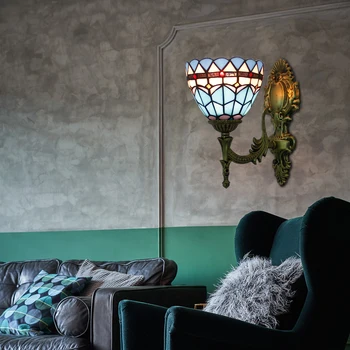Artpad Eiropas Retro Augšu, uz Leju, Vitrāžas Tauriņš Sienas Gaismas Guļamistabas Gultas Koridora Spoguļa Priekšā E27 LED turku Lampas